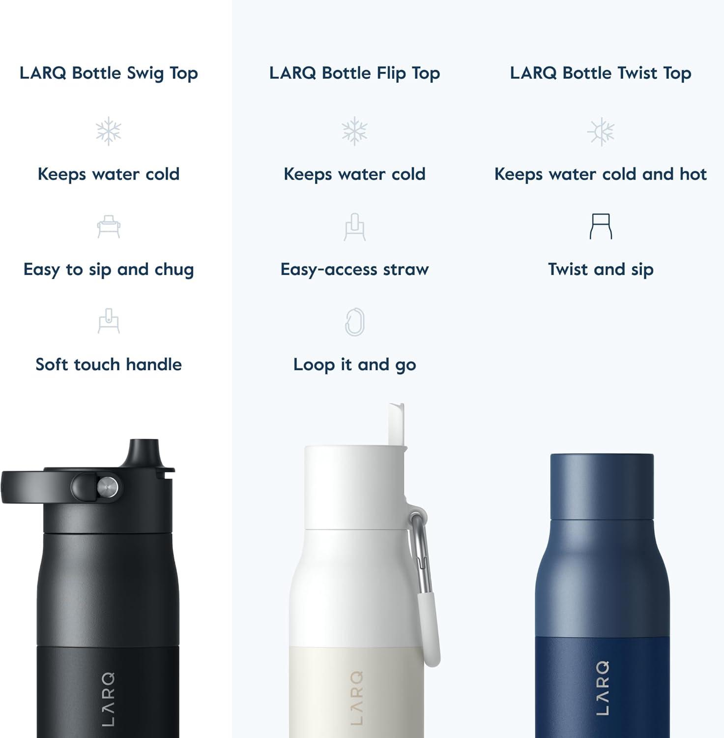 image:imageLARQ Holiday Swig Set Bottle Swig Top 34oz Obsidian Black Filter Straw