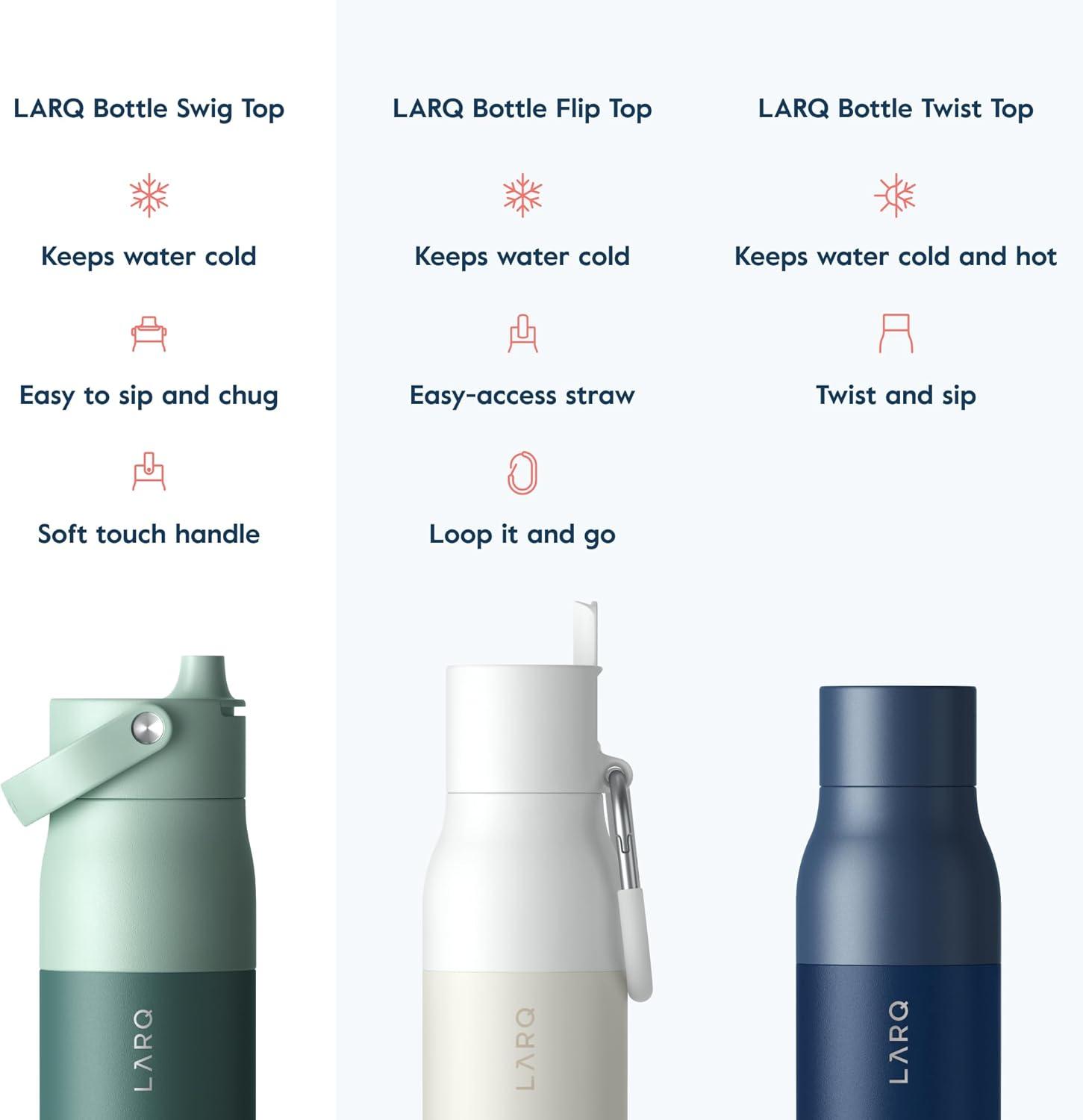 image:imageLARQ Jolly Good Gift Set 3x Bottles Swig Top 34oz Insulated Stainless Steel Water Bottles With BuiltIn Silicone Handle Thermos BPA Free Keep Drinks Cold for 24 Hour