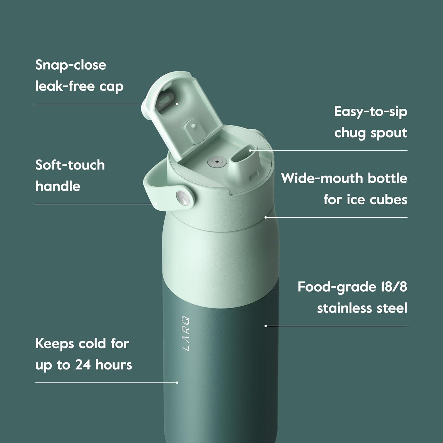 image:imageLARQ Twice as Nice Set Bottle Swig Top 34oz Insulated Stainless Steel Water Bottle With BuiltIn Silicone Handle Eucalyptus Green amp Luberon Lavender