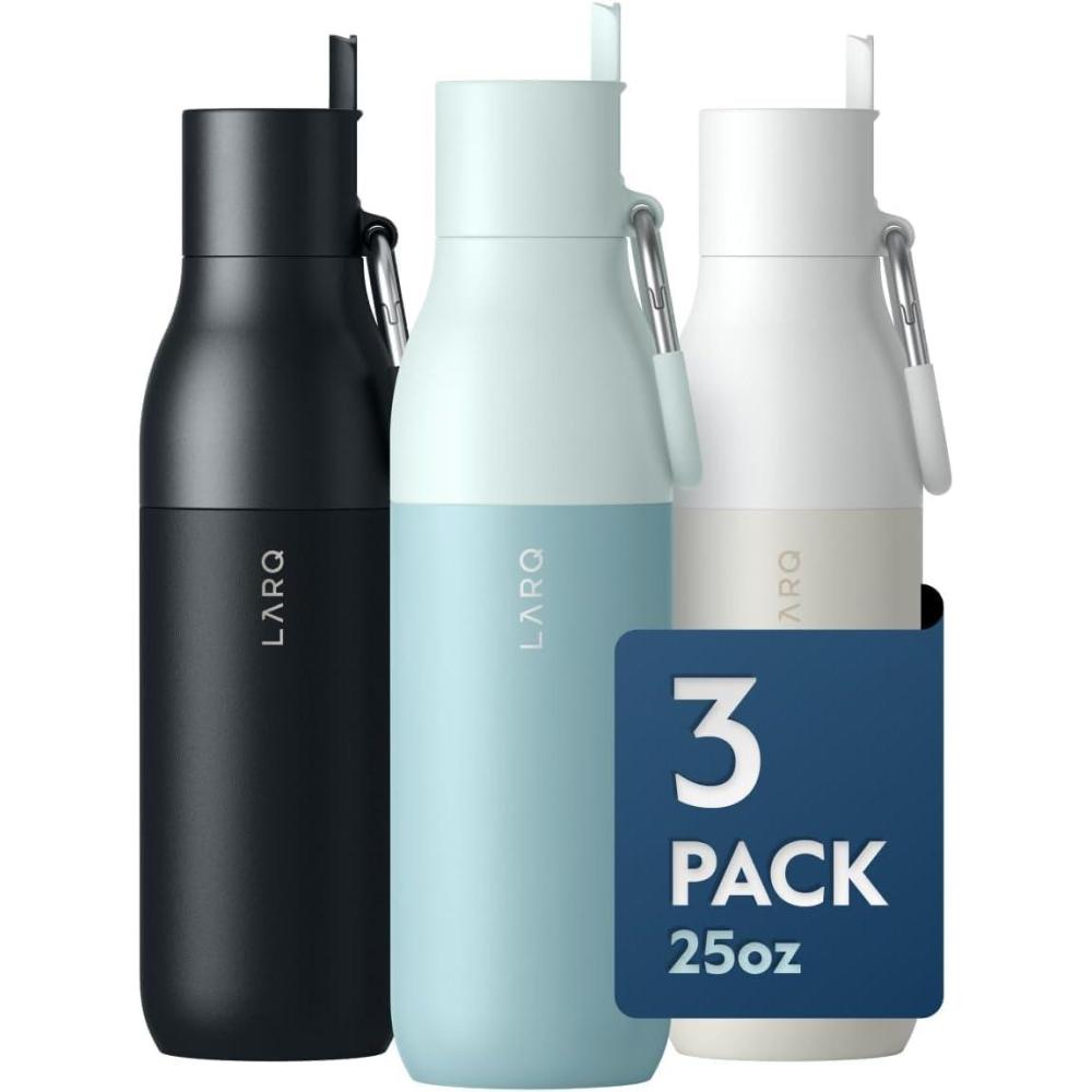 image:imageFlippin Good Gift Set  3x LARQ Bottles Flip Top 25oz  Insulated Stainless Steel Water Bottles With Straw  Thermos BPA Free  Keep Drinks Cold for 24 Hour