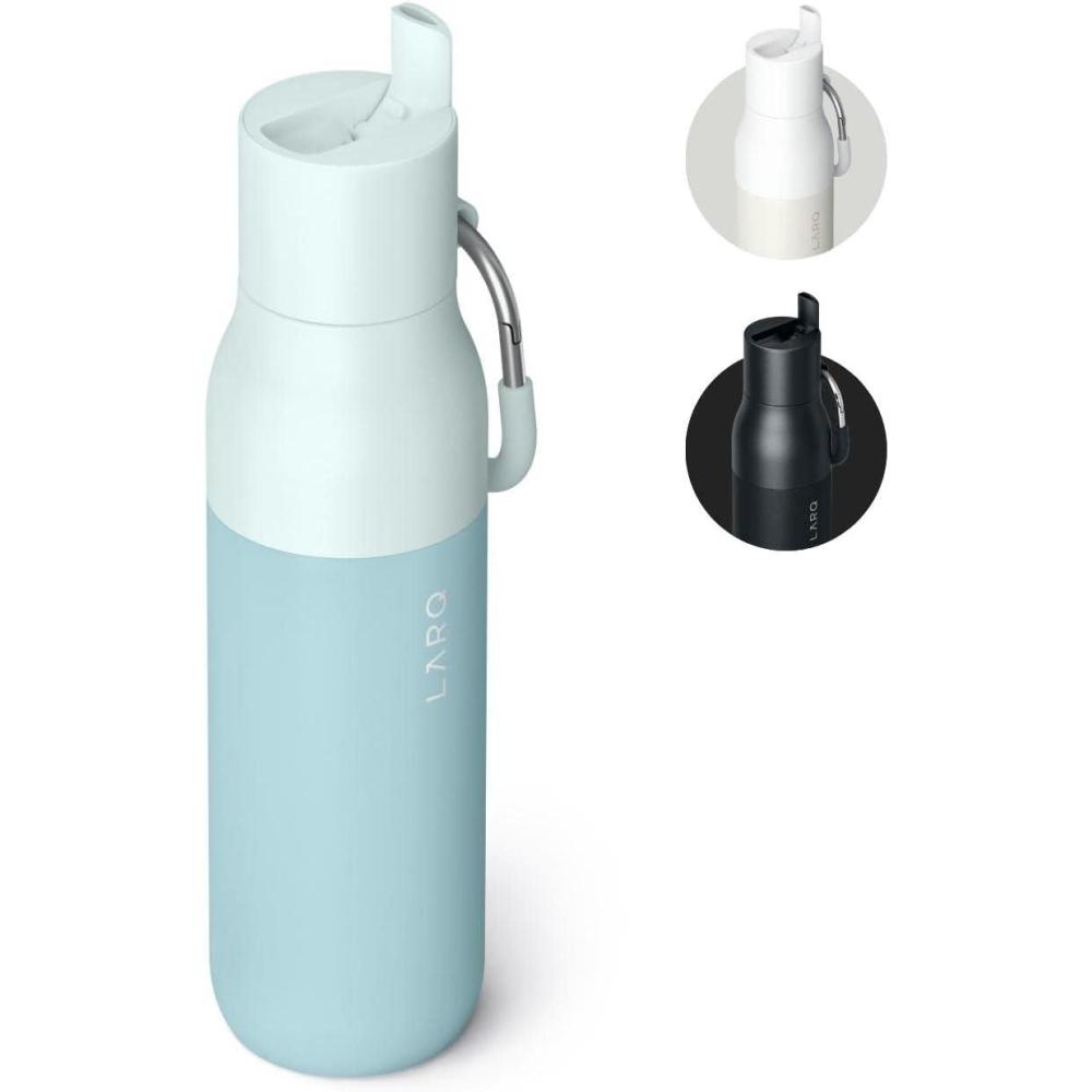 image:imageLARQ Bottle Flip Top 17 oz Reusable Insulated Stainless Steel Water Bottle With Straw BPA Free For Sports Gym and Travel Keep Drinks Cold for 24 Hours Seaside MintSeaside Mint
