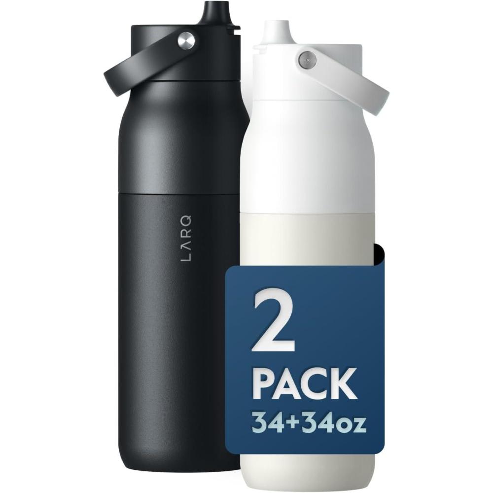 image:imageLARQ Holiday Bundle Set  2X Bottles Swig Top 34oz  Insulated Stainless Steel Water Bottles with Builtin Silicone Handle  Thermos BPA Free Keep Drinks Cold for 24 Hour