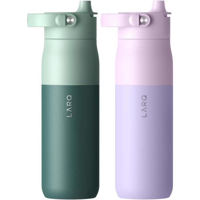 image:imageLARQ Twice as Nice Set Bottle Swig Top 23oz  Insulated Stainless Steel Water Bottle With BuiltIn Silicone Handle Eucalyptus Green amp Luberon Lavender