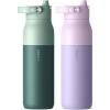 image:imageLARQ Twice as Nice Set Bottle Swig Top 34oz  Insulated Stainless Steel Water Bottle With BuiltIn Silicone Handle Eucalyptus Green amp Luberon Lavender