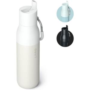 LARQ Bottle Flip Top 17 oz – Reusable Insulated Stainless Steel Water Bottle With Straw | BPA Free | For Sports, Gym, and Travel | Keep Drinks Cold for 24 Hours, Seaside Mint(Granite White)
