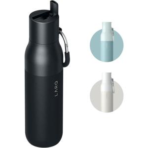 LARQ Bottle Flip Top 17 oz – Reusable Insulated Stainless Steel Water Bottle With Straw | BPA Free | For Sports, Gym, and Travel | Keep Drinks Cold for 24 Hours, Seaside Mint(Obsidian Black)