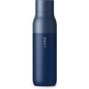 LARQ Bottle Twist Top 25 oz – Insulated Stainless Steel Water Bottle | BPA Free | Reusable Water Bottle for Camping, Office, and Travel | Keep Drinks Cold and Hot, Granite White(Monaco Blue)