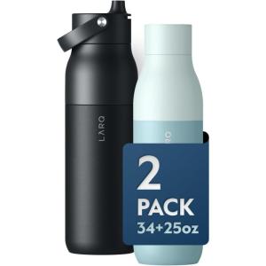 LARQ Holiday Bundle Set – 2x Pack Bottles Swig Top 34oz + Twist Top 25oz, Insulated, Travel Friendly