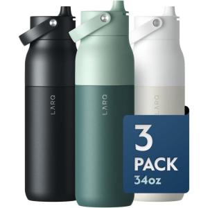 LARQ Jolly Good Gift Set – 3x Bottles Swig Top 34oz – Insulated Stainless Steel Water Bottles With Built-In Silicone Handle | Thermos, BPA Free| Keep Drinks Cold for 24 Hour