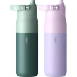 LARQ Twice as Nice Set Bottle Swig Top 23oz – Insulated Stainless Steel Water Bottle With Built-In Silicone Handle, Eucalyptus Green & Luberon Lavender
