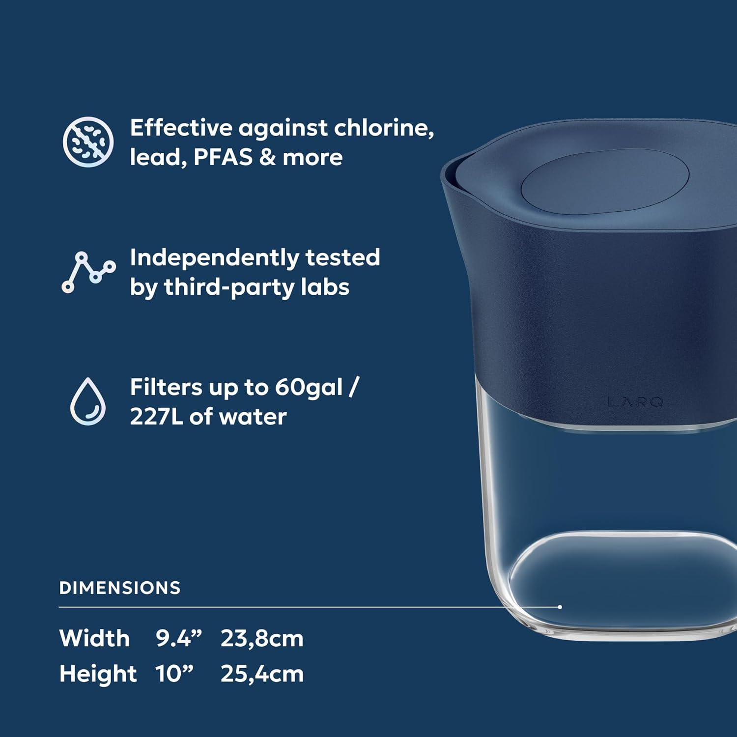 image:imageLARQ Hydrated Set Water Filter Pitcher Monaco Blue 4 Advanced Filters