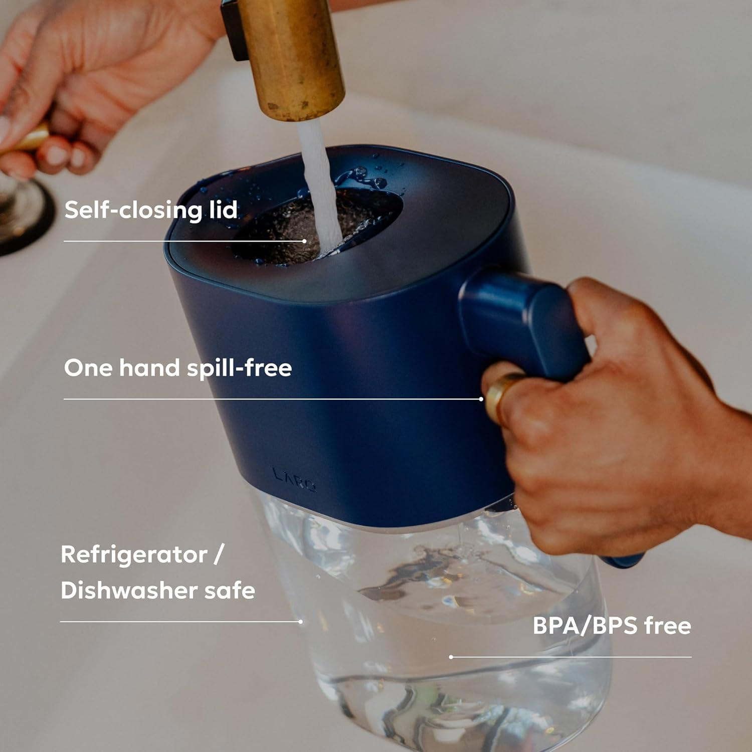 image:imageLARQ Hydrated Set Water Filter Pitcher Monaco Blue 4 Advanced Filters
