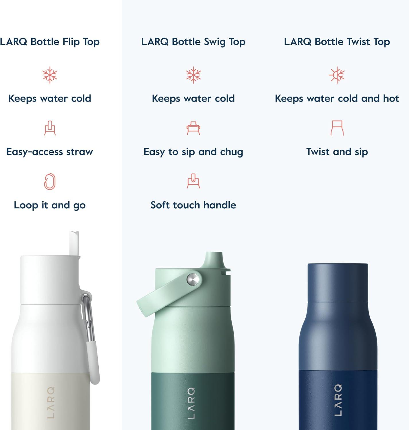 image:imageFlippin Good Gift Set 3x LARQ Bottles Flip Top 17oz Insulated Stainless Steel Water Bottles With Straw Thermos BPA Free Keep Drinks Cold for 24 Hour