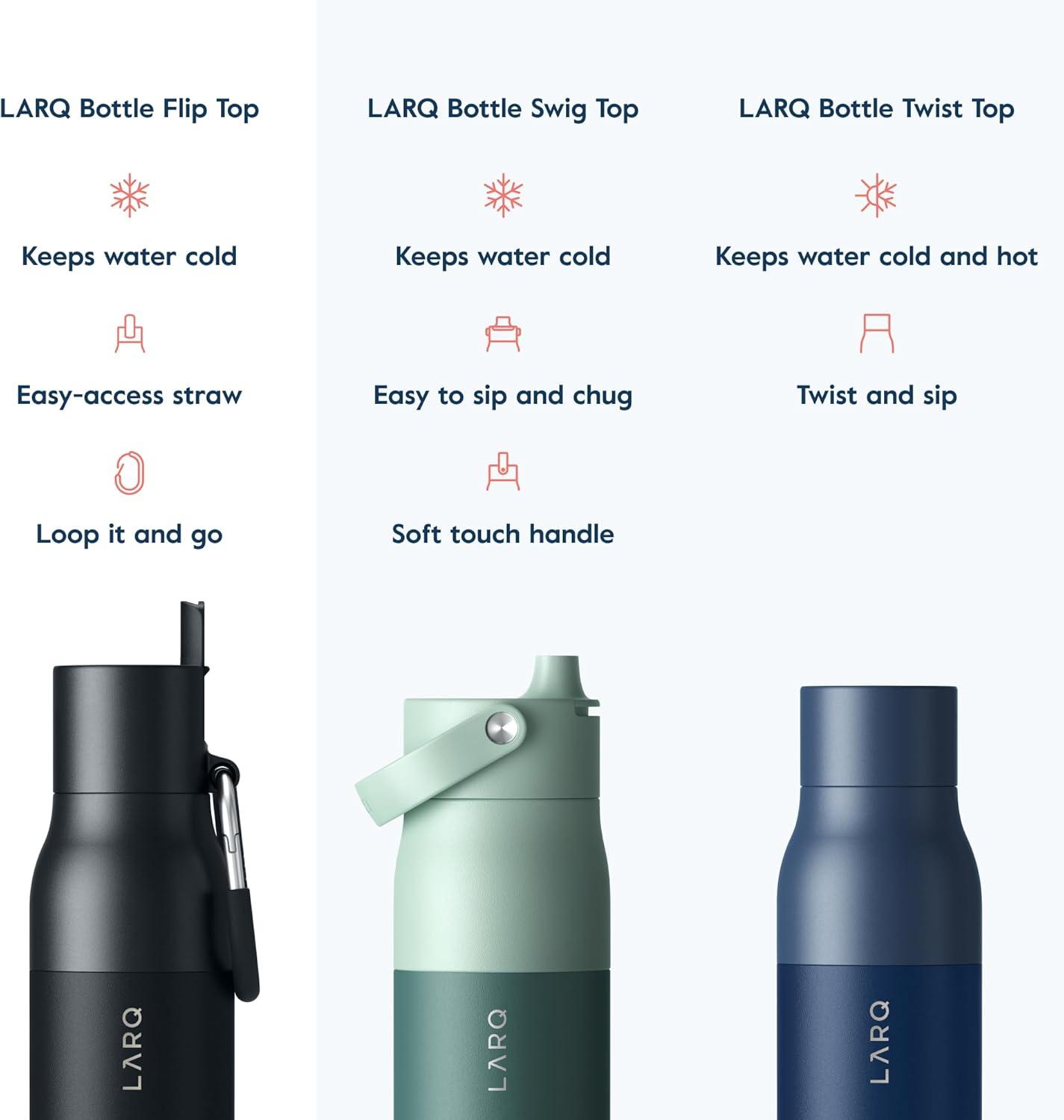 image:imageLARQ Bottle Flip Top 17oz OB PureVis Cap Filter Straw Bundle