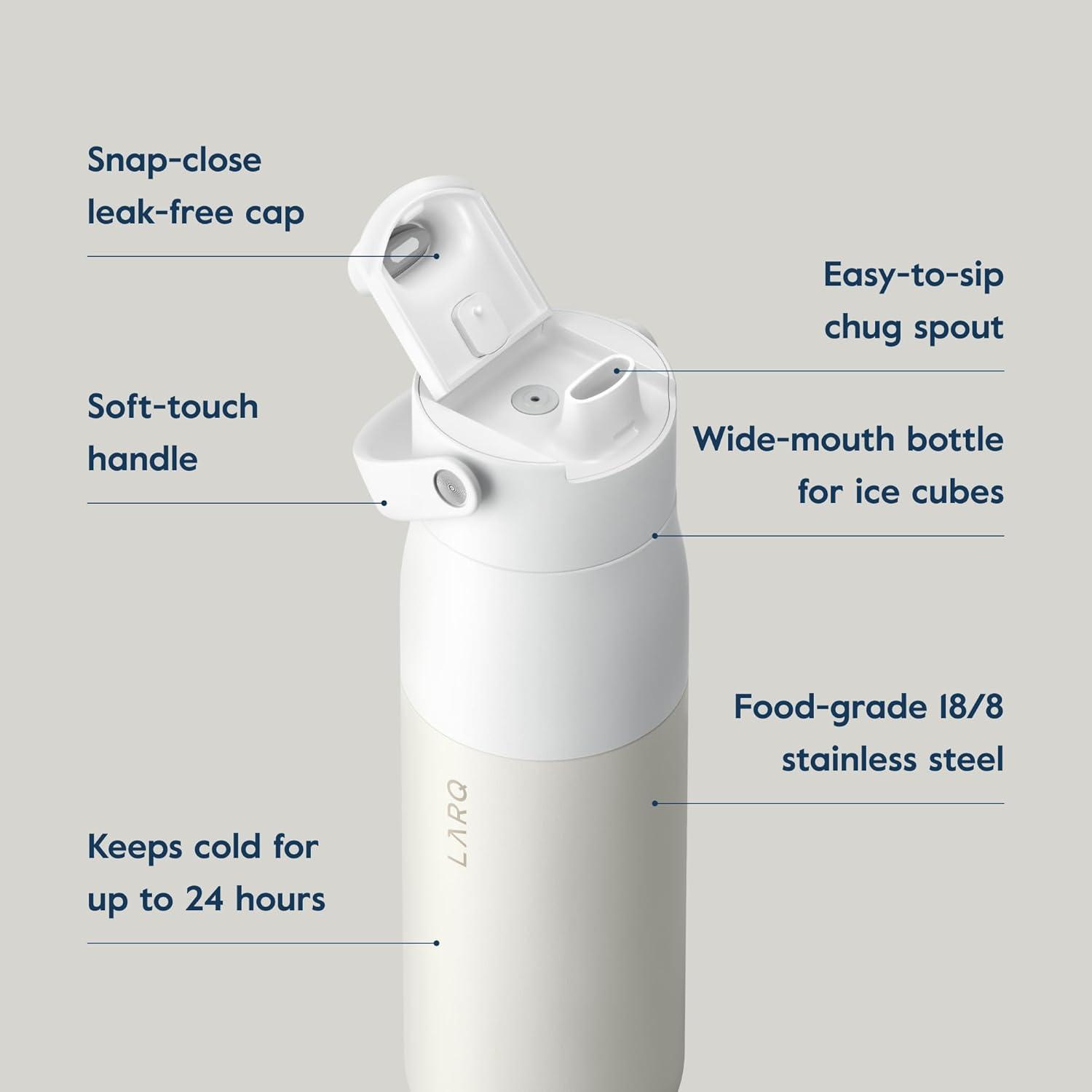 image:imageLARQ Holiday Swig Set Bottle Swig Top 23oz Granite White Filter Straw