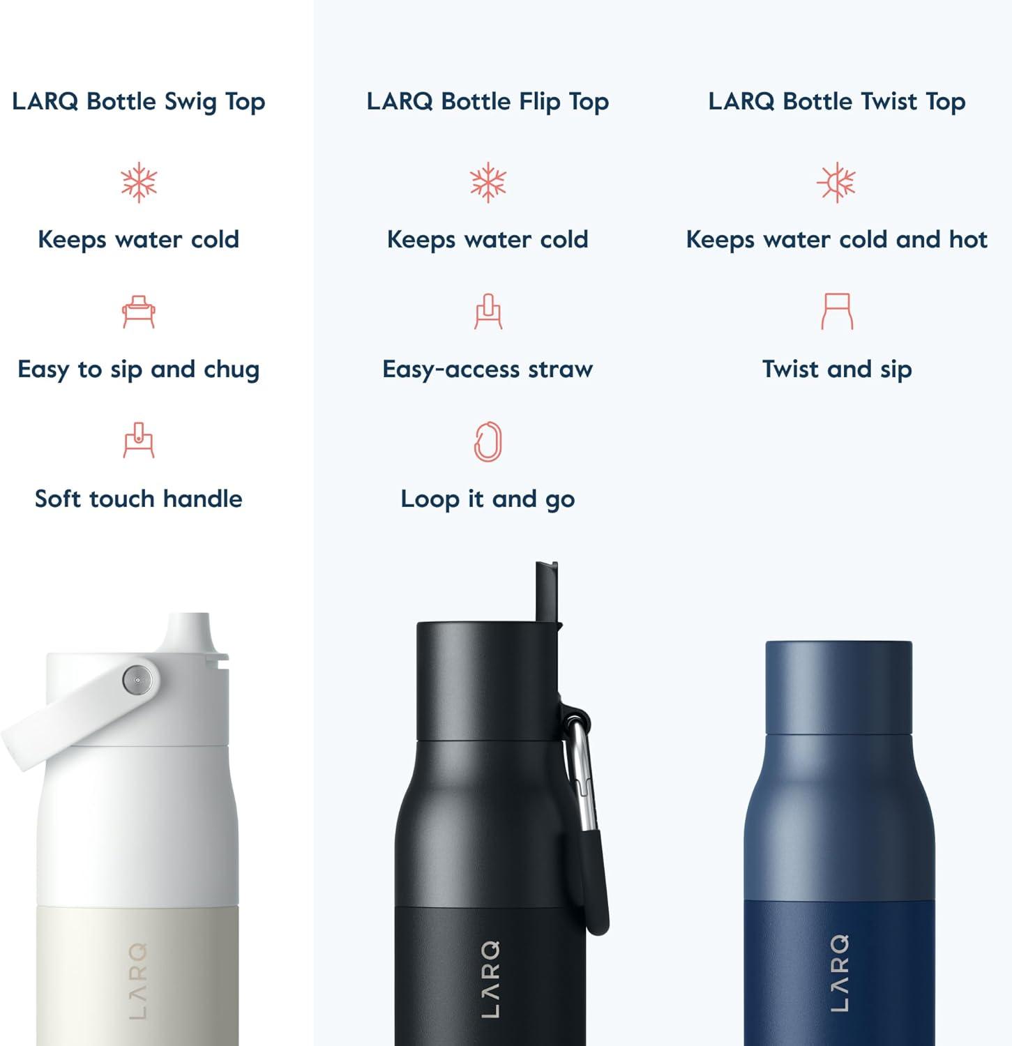 image:imageLARQ Jolly Good Gift Set 3x Bottles Swig Top 23oz Insulated Stainless Steel Water Bottles With BuiltIn Silicone Handle Thermos BPA Free Keep Drinks Cold for 24 Hour